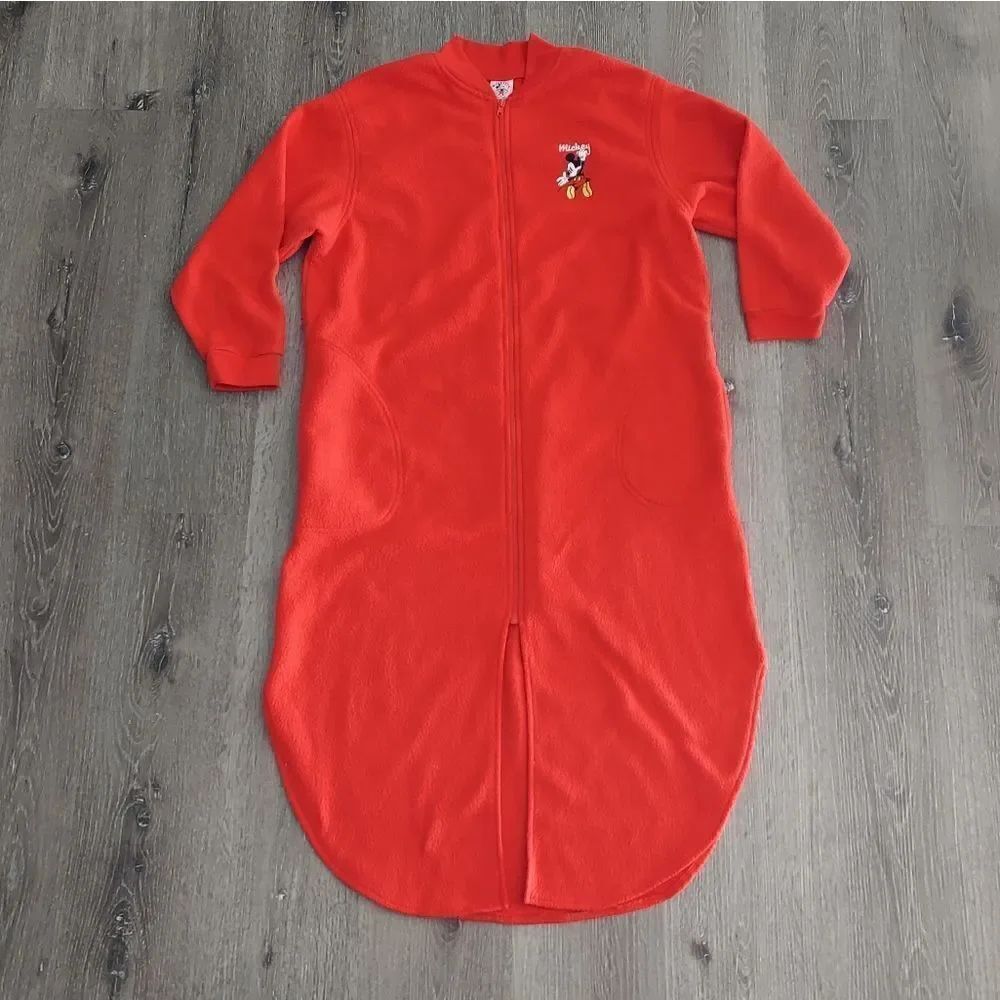 Vintage Disney Mickey Mouse Red Long Sleeve Nightgown Medium